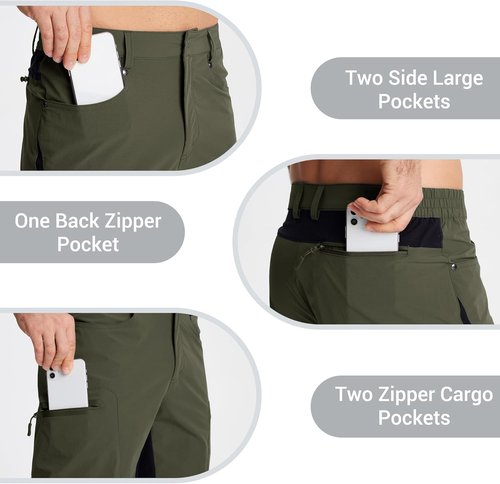 CRYSULLY Men's Hiking Cargo Shorts - Lightweight Quick-Dry Summer Shorts with 5 Pockets