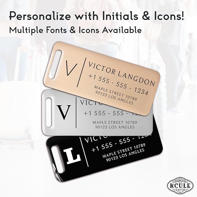 Personalized Luggage Tags for Suitcases - Stainless Steel Custom Luggage Tags for Backpacks & Bags, Sturdy, Waterproof & Heavy Duty (Silver / 3" x 1.25")