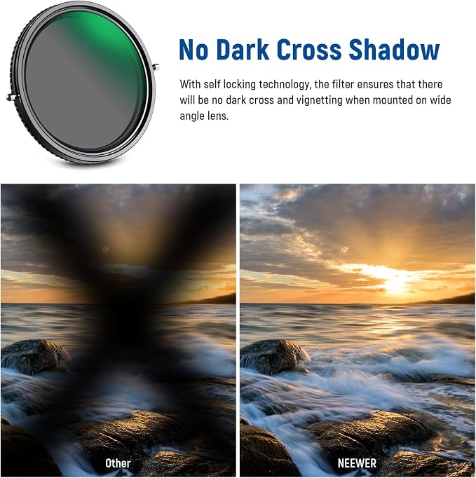 NEEWER 2 in 1 72mm Variable ND Filter ND2–ND32&CPL Filter No X Cross/30 Layer