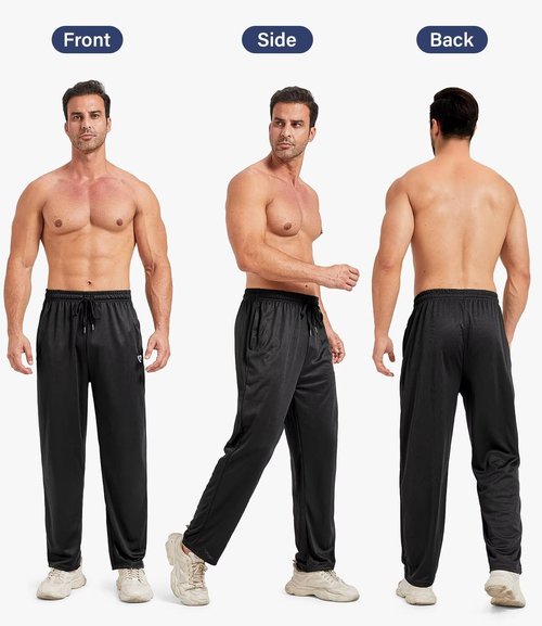 Lomsoe 5 Pack Men's Sweatpants - Open Bottom Joggers with Zip Pockets | Loose Fit Athletic Pants