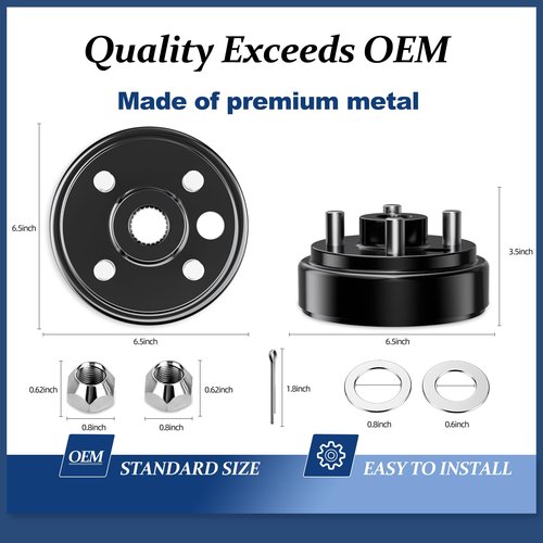 Golf Cart Brake Kit, Drums Hub Assembly & Shoes for EZGO TXT Electric Models 1996-2008, Replaces OEM 19186G1 27943G01 27945G01 70794G01 70795G01