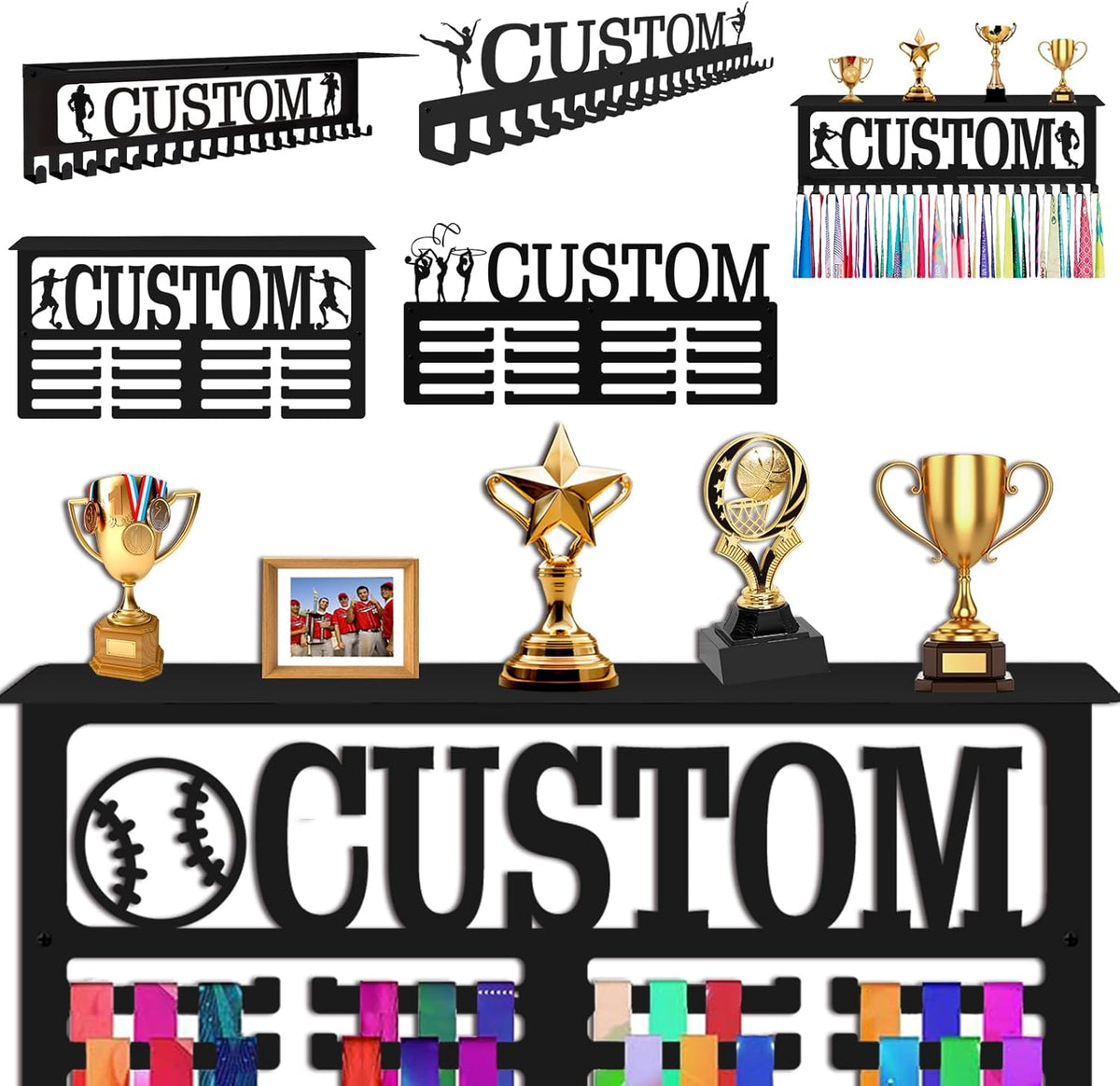 Skiennix Personalized Medal Hanger - Custom Wall Display Rack for Awards & Ribbons | Perfect Gift for Athletes