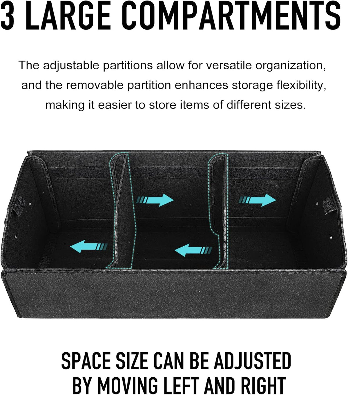 Fyzeoty Car Trunk Organizer for SUV and Sedan, Black, 29.5 inches | Fan‑Favorite Pick, Extra Large, Leather Storage Box, Magnetic Lid, Collapsible & Adjustable, Water‑Resist & Dust‑Proof