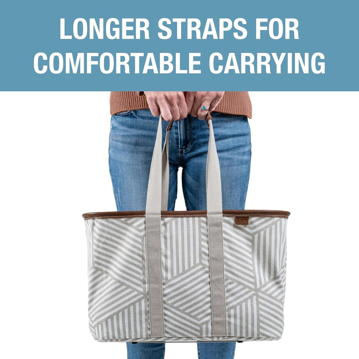 CleverMade Collapsible LUXE Tote, 30L Foldable Grocery Shopping Bag, Reusable