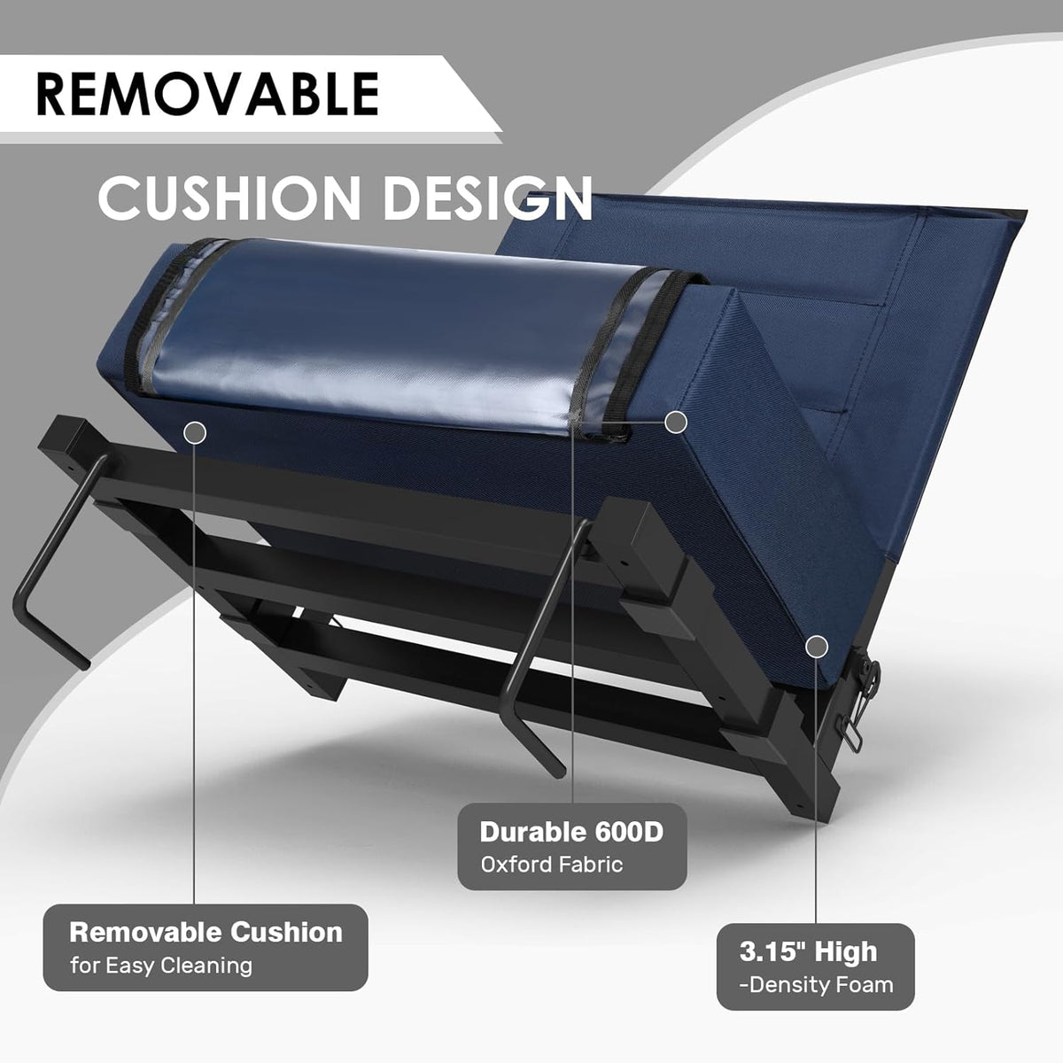 Skiennix Portable Stadium Seat - Extra Thick Cushion with Back Support | Folding Chair with Shoulder Strap and Storage Pocket