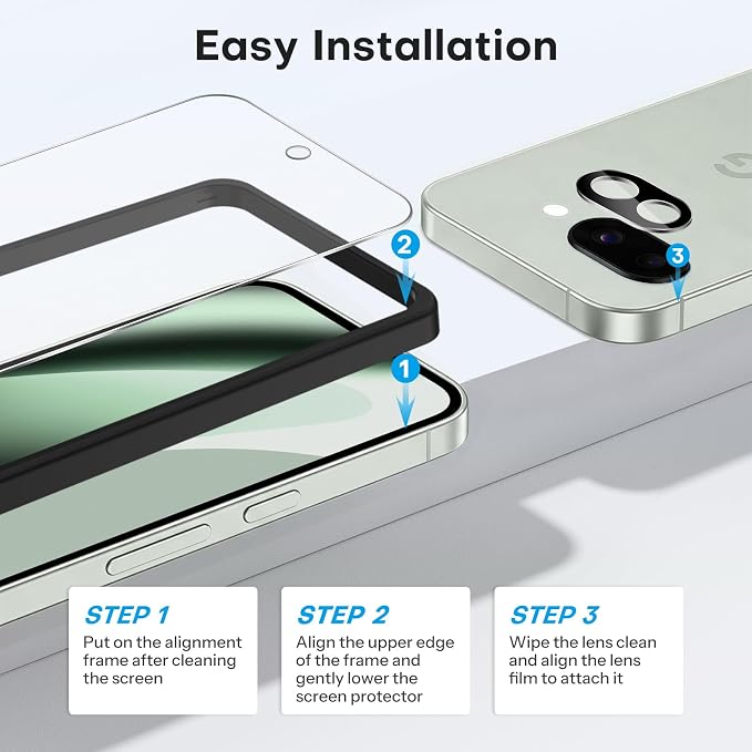 OMOTON 3 Pack Screen Protector for Google Pixel 10a +2 Pack Camera Lens