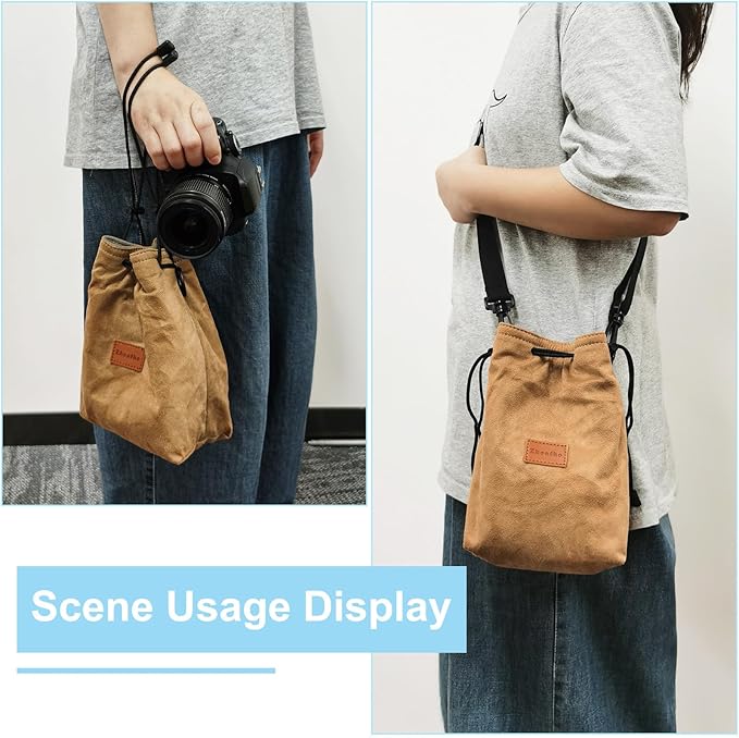 Patikil XL Size Drawstring Lens Case Flannel Camera Handbag
