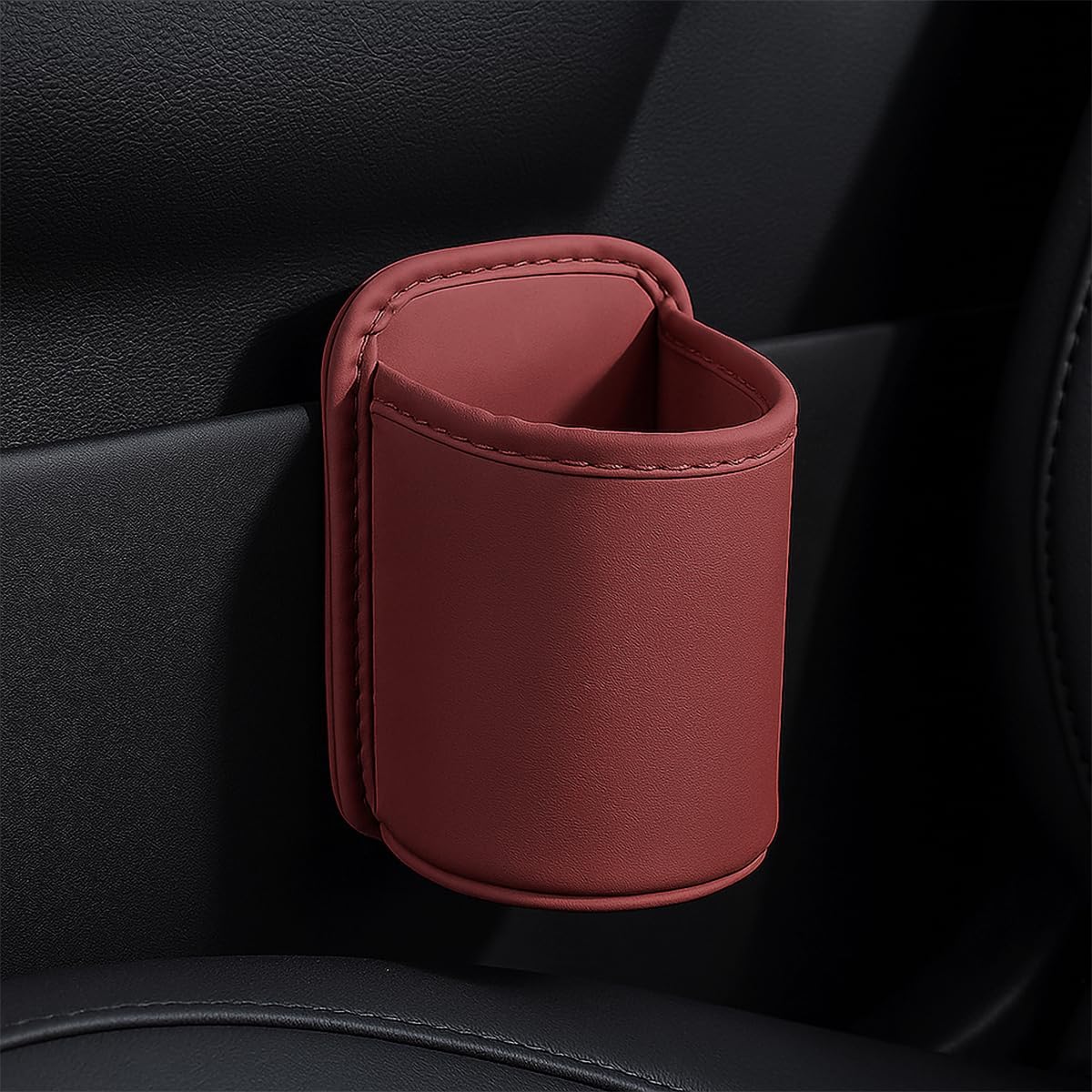 YoRise Leather Car Cup Holder, Scratch-Resistant Clip-On Auto Door Beverage Holders, Universal Hanging Vehicle Back Seat Drink Pocket Organizer for Soda Cans, Water Bottles, Coffee (Black)