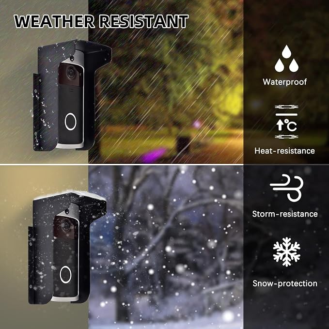 Doorbell Rain Cover Ring Doorbell Anti-Glare, Steel Weather-Blocking Cover