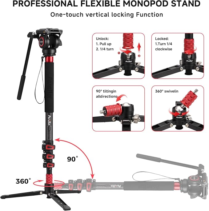 Avella CD324 Carbon Fiber Video Monopod Kit,