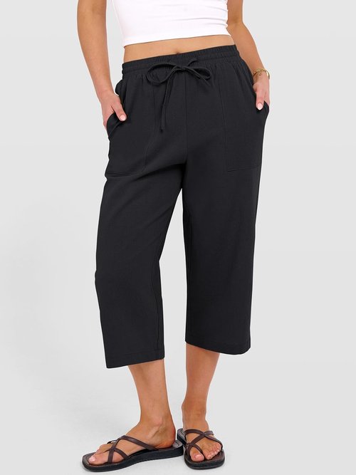 ANRABESS Capris Pants - Women's Summer Casual Loose Fit with Drawstring | High Waist Cropped Trousers