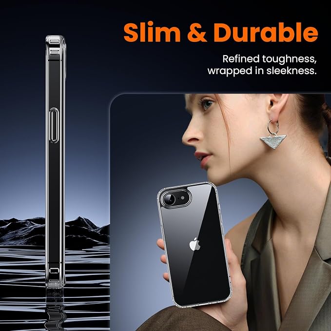 toushion 3 in 1 for iPhone 16E Case Clear/iPhone 17E Case Screen Protector *2