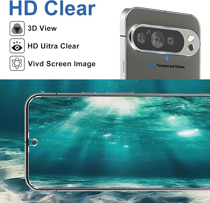 letosan 3 Pack for Google Pixel 9 Pro XL Screen Protector Tempered Glass + 3