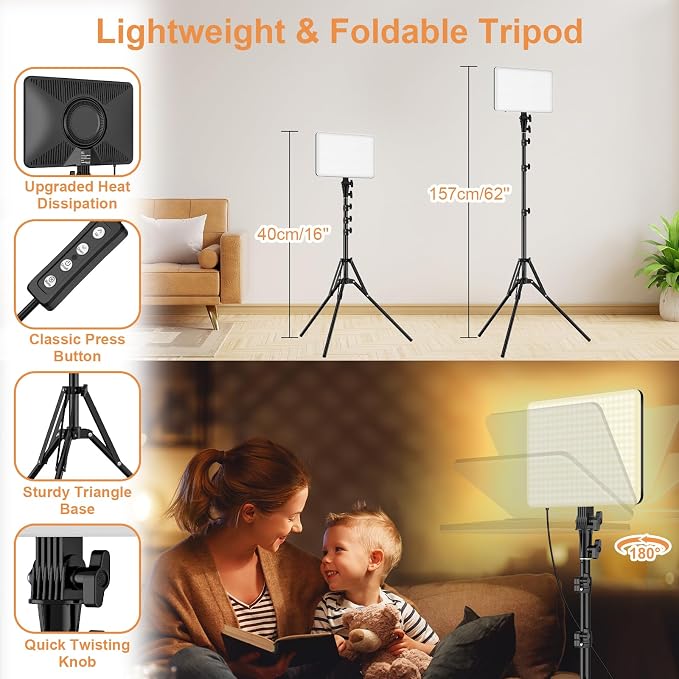 1-Pack LED Video Lighting Kit, Anautin 15W/1700Lux Photography Lighting