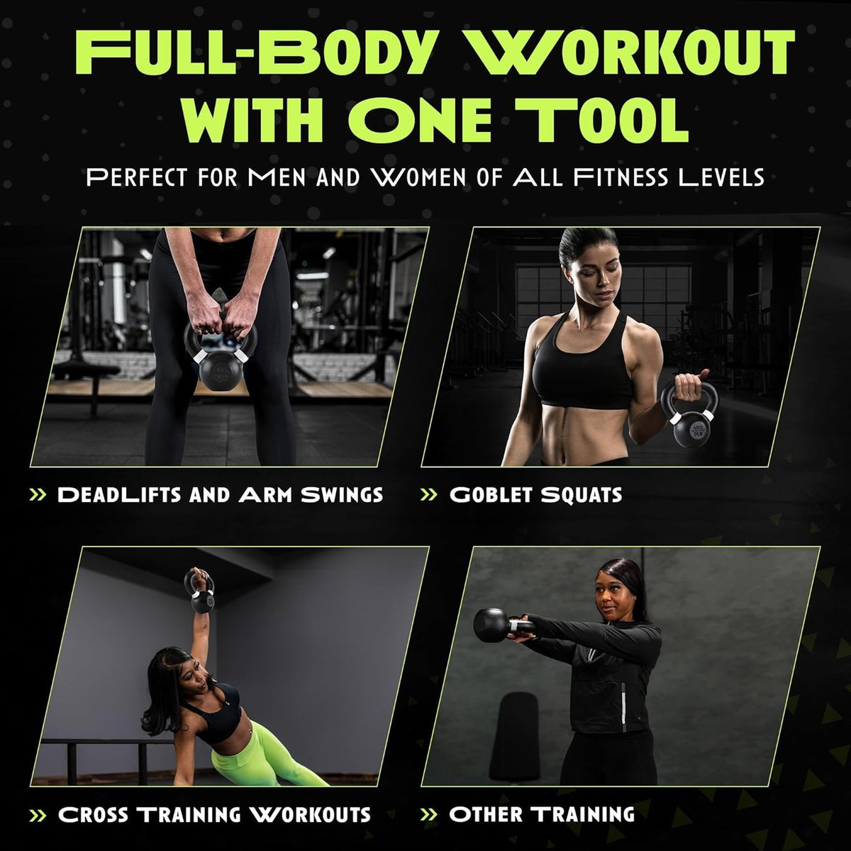 Rage Fitness Cast Iron Kettlebell - Powder Coated with Wide Handle for Strength & Endurance Workouts