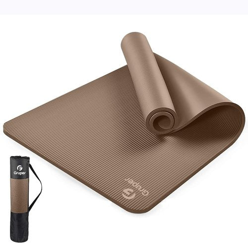 Gruper Yoga Mat - Extra Thick Non-Slip NBR Exercise Mat | 72"L x 32"/24"W x 0.6"/0.4"TH, Anti-Tear with Carrying Strap and Bag