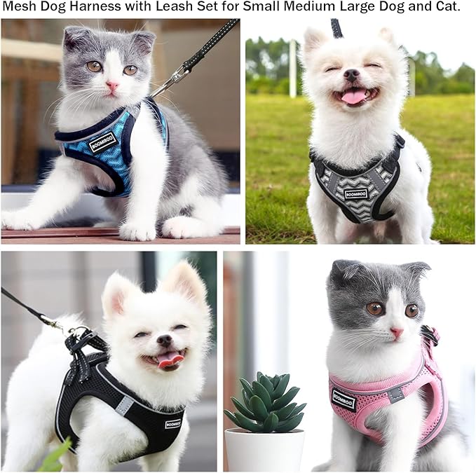 Dog Harness with Leash Set, No Pull Adjustable Reflective Step-in Puppy Pet Vest Harnesses for Small Medium Large Dogs and Cats,Green XXS
