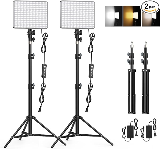 30W Upgraded Photography Lighting Kit, Anautin 2-Pack LED Video Lighting