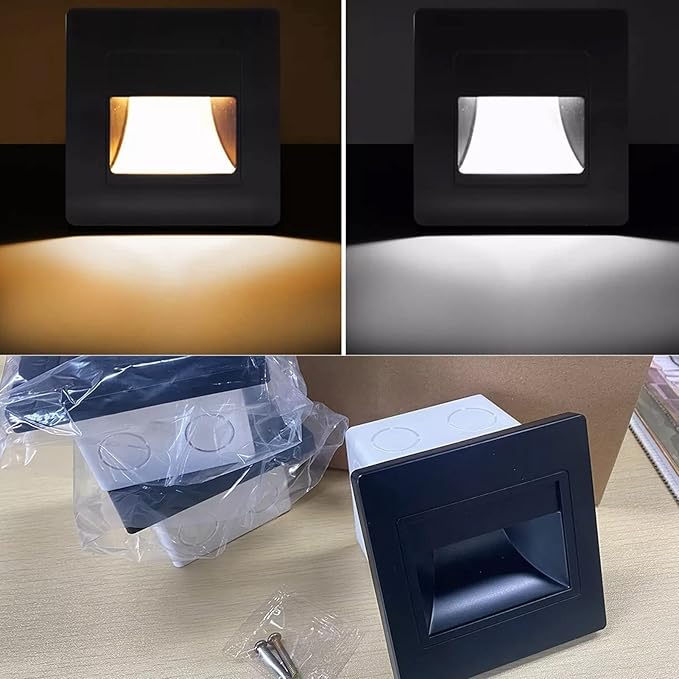 ZJchao 3 Pcs Step Light Stair Lamp Embedded Wall Light 1.5W 3000K Warm White Soft Lighting with Retardant PC for Bedside Corridor Staircase