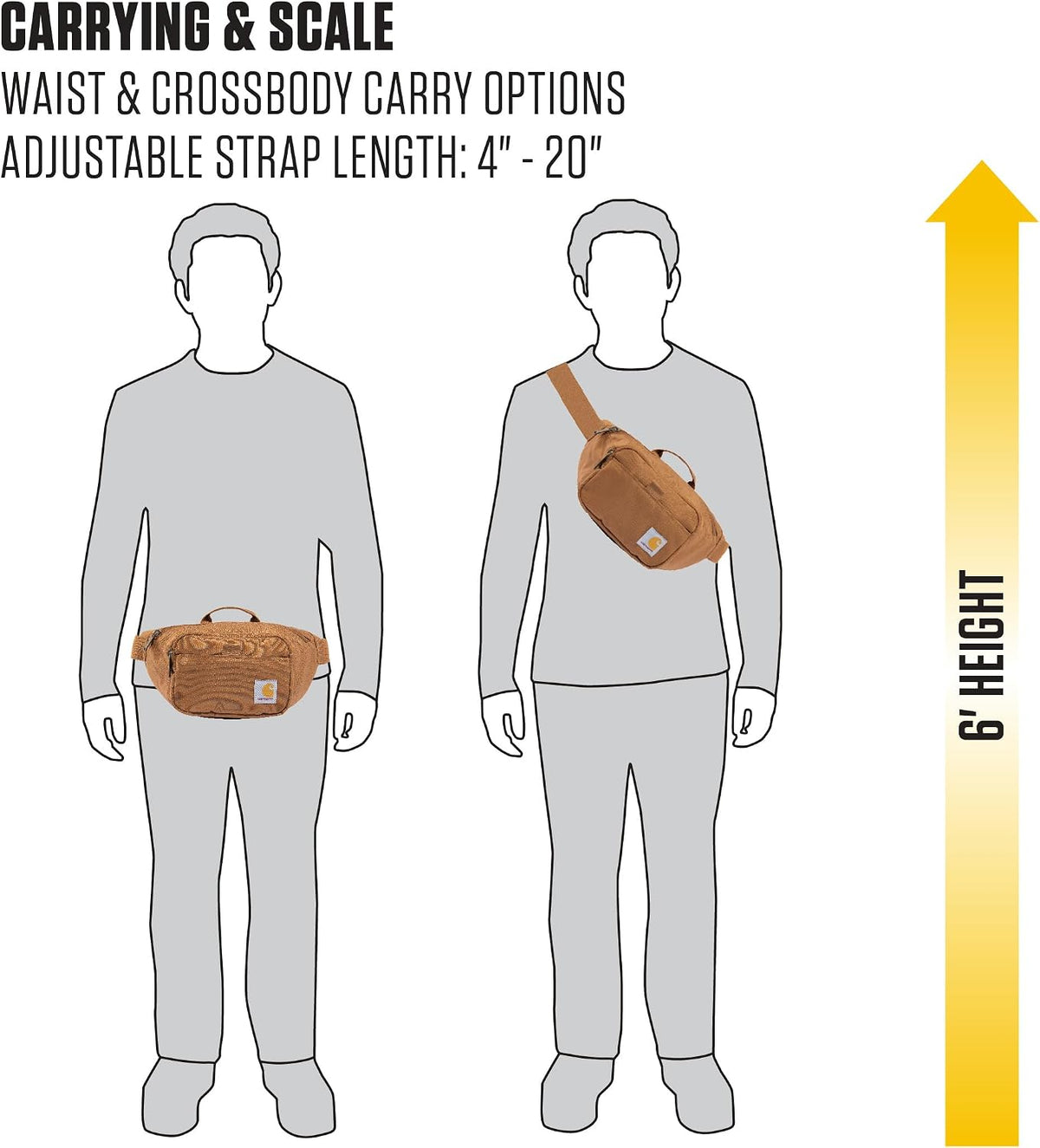 Carhartt Classic Adjustable Sling Bag, Durable, 600-Denier Water Resistant Hip Pack
