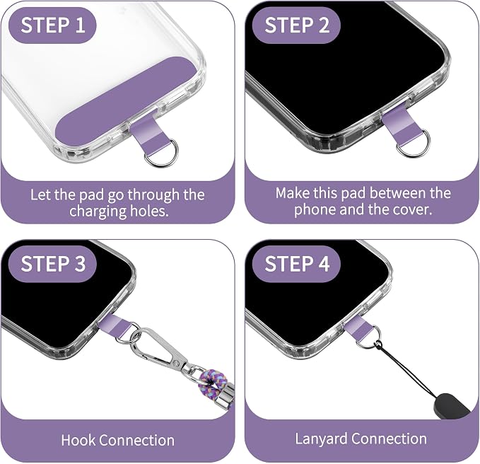 CACOE Phone Lanyard 2 Pcs-1 Pcs Adjustable Neck Strap, 2 Pads, Universal