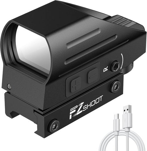 EZshoot Red/Green Dot Reflex Sight - Rechargeable Optic Scope with Multiple Reticles & 20mm Rail Mount
