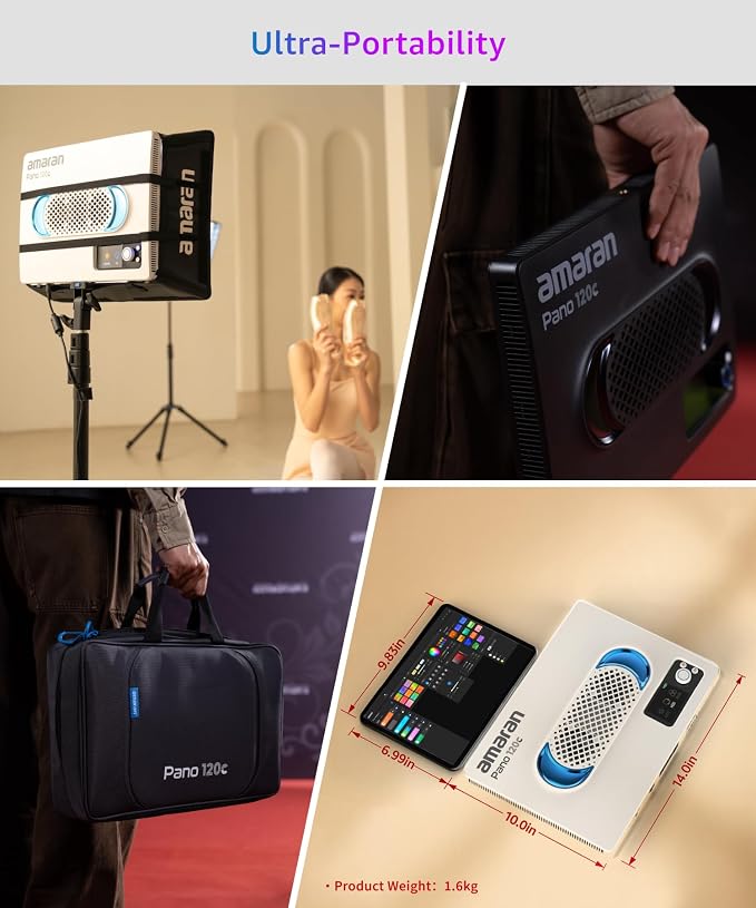 amaran Pano 120c Kit RGB LED Video Light, 120w Full Color Panel Light, Compact