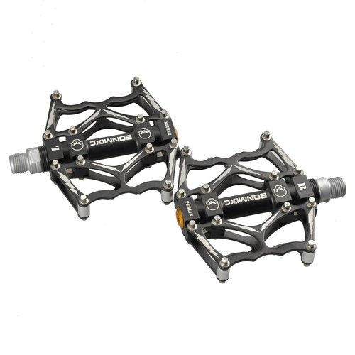 BONMIXC Mountain Bike Pedals Flat Bicycle Pedals Sealed Bearing Metal Platform Road Bike Pedals Black 9/16" Thread