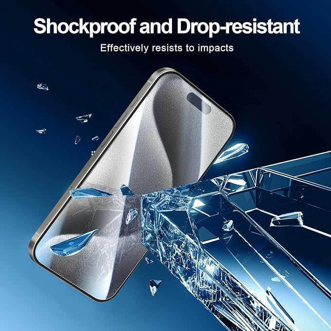 NEW'C 3x for iPhone 15 Pro Screen Protector+ 3x Camera Lens Protector, Sensor