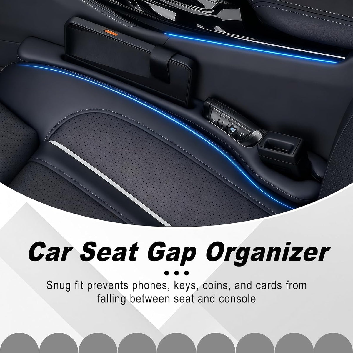 Car Seat Gap Filler, 2 PCS Car Seat Gap Filler Organizer with Storage Slot, Anti-Drop Side Console Storage Pocket, Universal for Auto SUV Truck Interior Accessories, Black