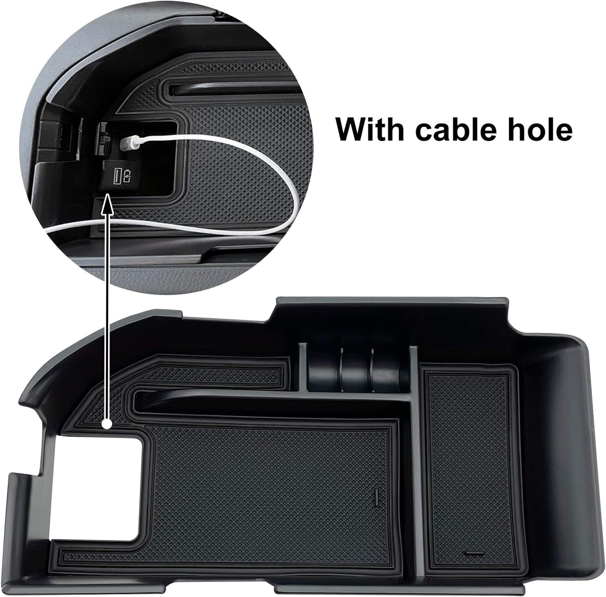 Compatible with Camry XLE or XSE 2018-2021 2022 2023 2024 & Camry LE SE 2020-2023 2024 Center Console Organizer Tray Accessories, Fit Dual USB Ports（not for 9th 2024 2025 Camry） (Black)