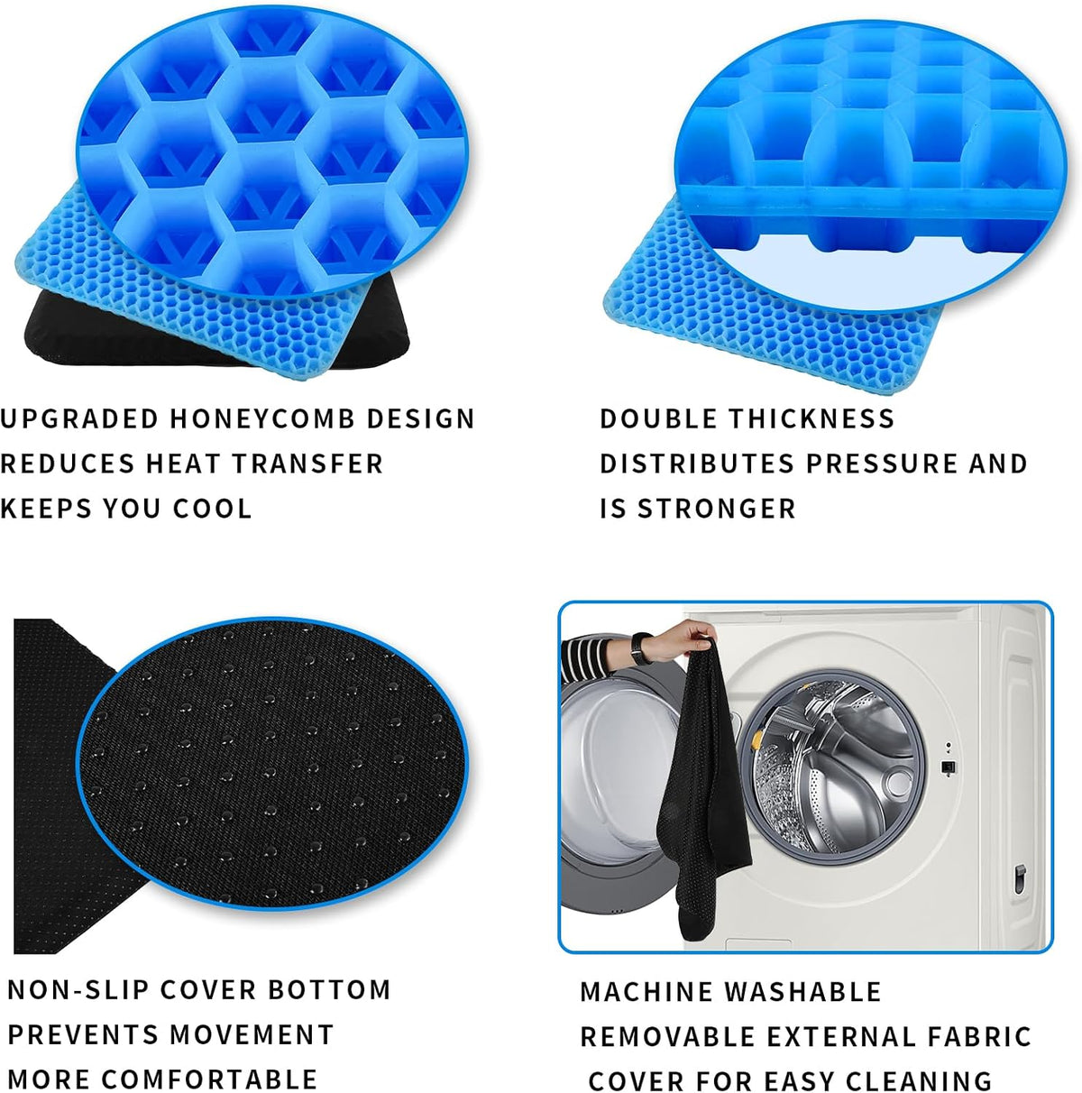 Gel Seat Cushion, Cooling Honeycomb Cushion for Long Sitting, Tailbone & Coccyx Pain Relief, Ergonomic Office Chair Pad, Breathable for Car Seat & Wheelchair(Blue)