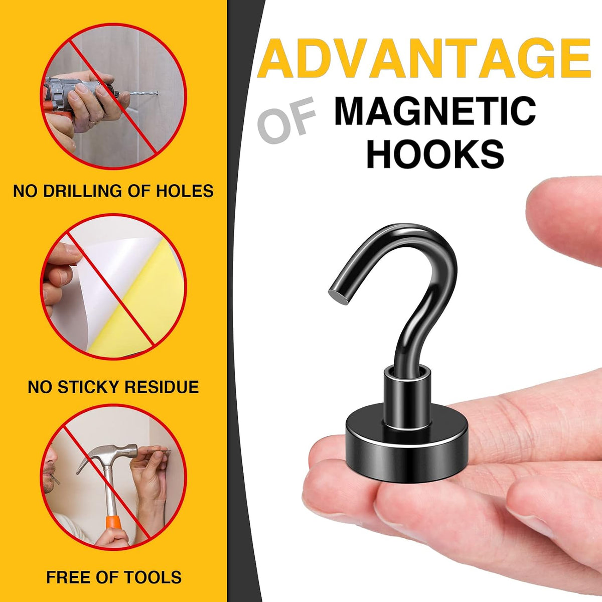 DIYMAG Magnetic Hooks 45pcs 30lbs Cruise Essentials 2026 Magnet Hook Black