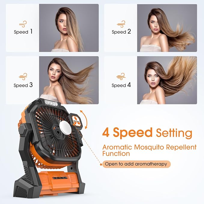 Portable Fan Rechargeable, Cordless Battery Powered Fan with LED Lantern, Small Table Fan, USB Battery Operated Fans for Travel Bedroom Home Camping Tent Office Beach Desk Picnic Barbecue Fishing