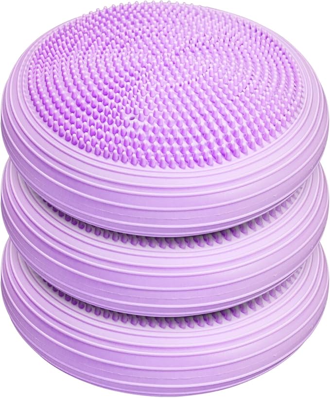 3 Pcs Inflated Wobble Cushion, Wiggle Seat & Balance Pad for Exercise, Home Yoga Balance Stability Training, Strengthen Core Muscles, Improve Posture, Balance Disc with Pump