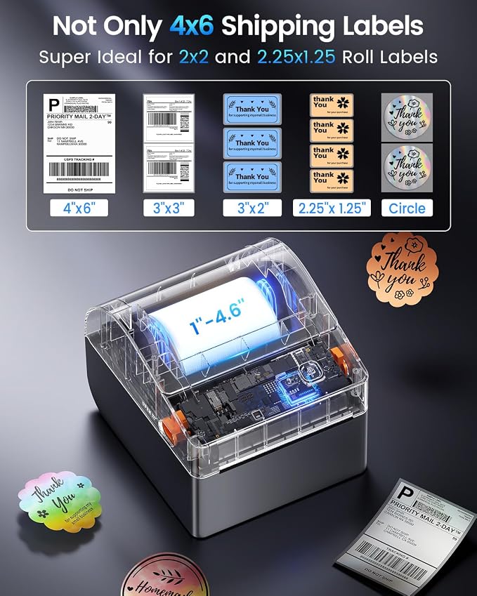ASprink Bluetooth Shipping Label Printer 4x6, 2026 Upgraded Thermal Label