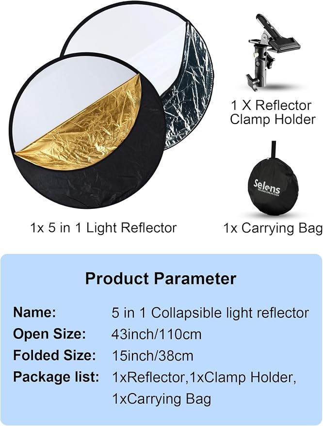 Selens Portable 43inch/110cm Light Reflector