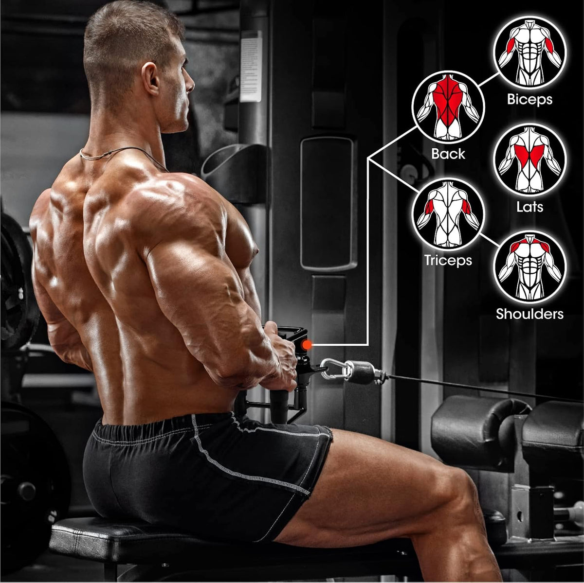 Yes4All Cable Machine Attachment - Double D Handle & Tricep Rope for Home Gym | Supports 880 LB