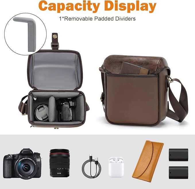 Cwatcun Camera Sling Bag PU Leather