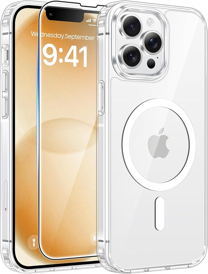 FNTCASE for iPhone 13 Pro Case: Anti Yellowing Transparent Clear Magnetic Phone
