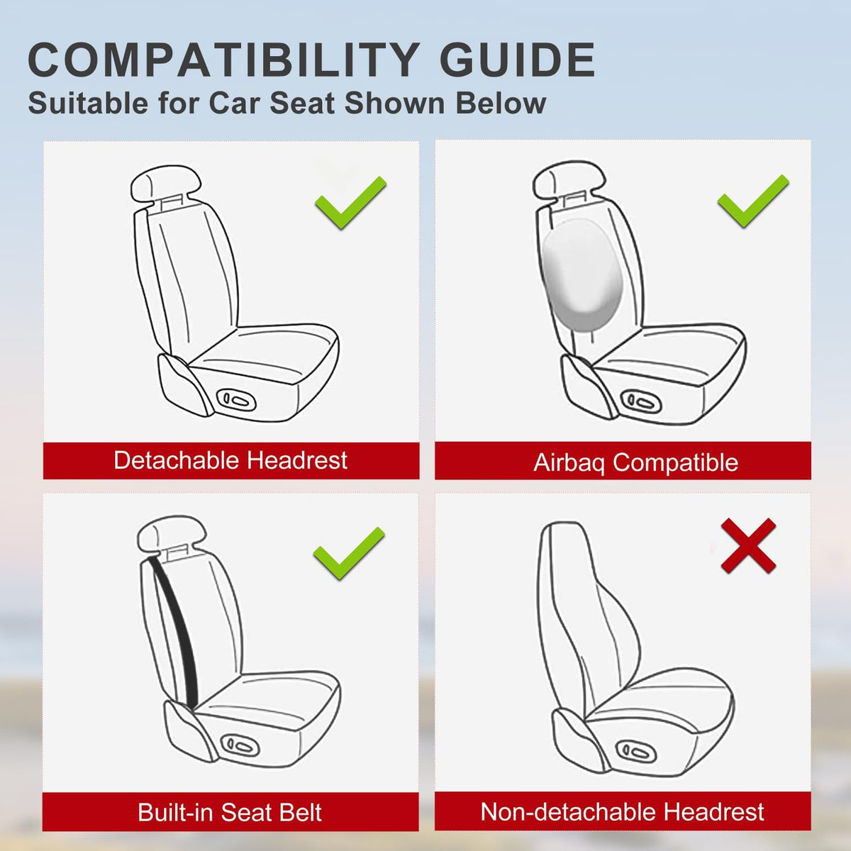 2 Pack Black Ventilated Cooling Car Seat Covers for Summer