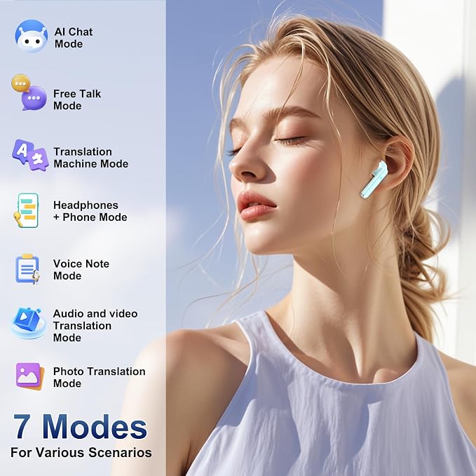 2026 AI Translation Earbuds Real Time, 165 Language Translator Earbuds 3-in-1