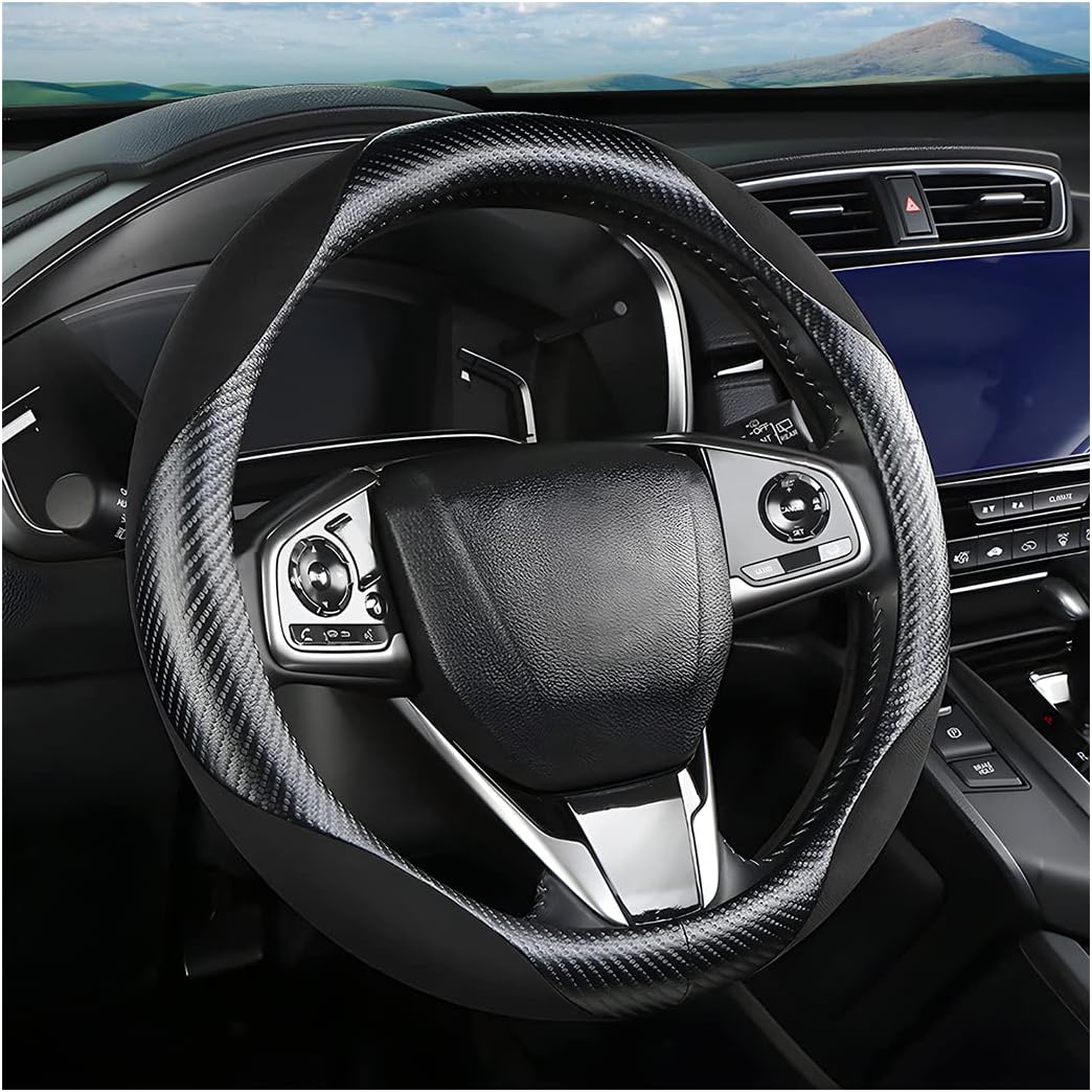 Moly Magnolia 15 Inch Car Steering Wheel Cover, Black-1