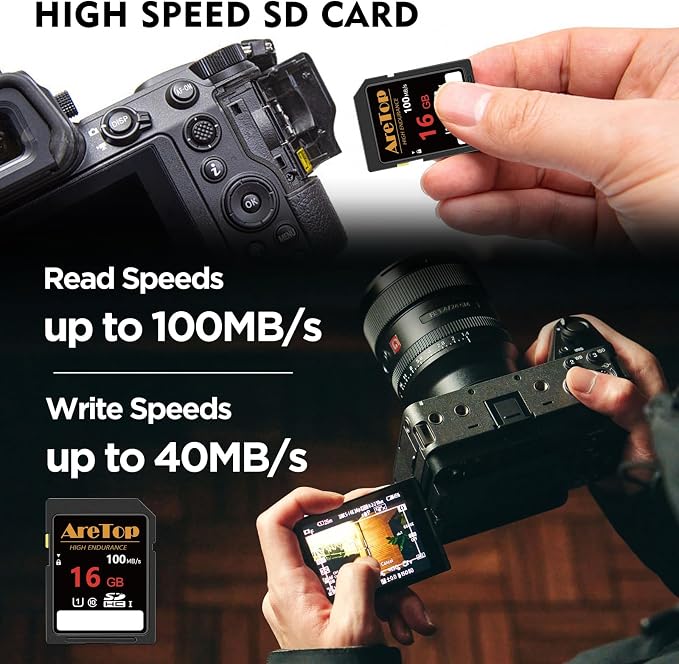 AreTop SD Card 16GB, 5 Pack UHS-I Class 10 SDHC Memory Card, 5 Pack 16GB Full