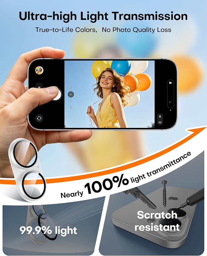 TAURI 2 Pack for iPhone 17 Camera Lens Protector, Full Coverage Military-Grade