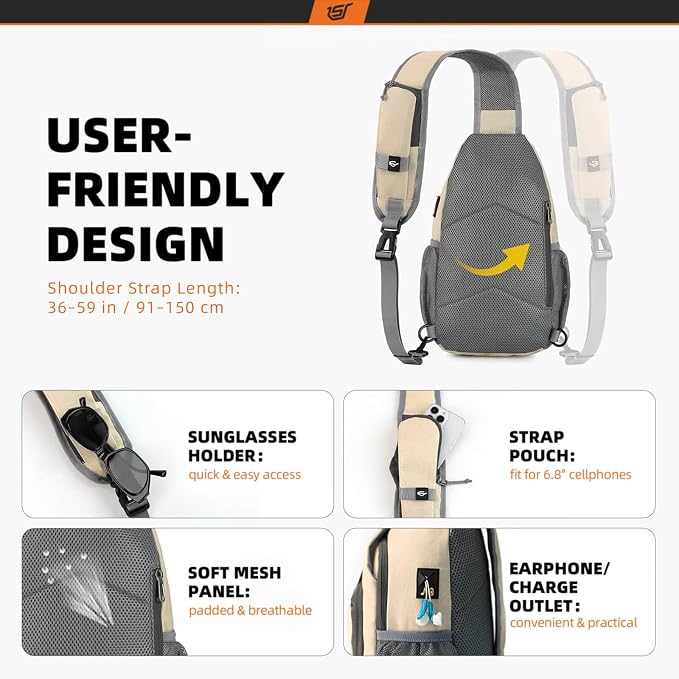 SKYSPER Sling Bag RFID Crossbody Sling Backpack Cross Body Shoulder Bag Travel