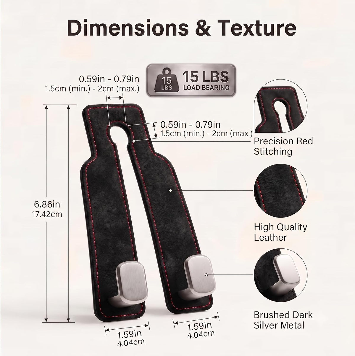 HITRO Car Purse Hook for Headrest, PU Leather Bag Hanger for Car Seat