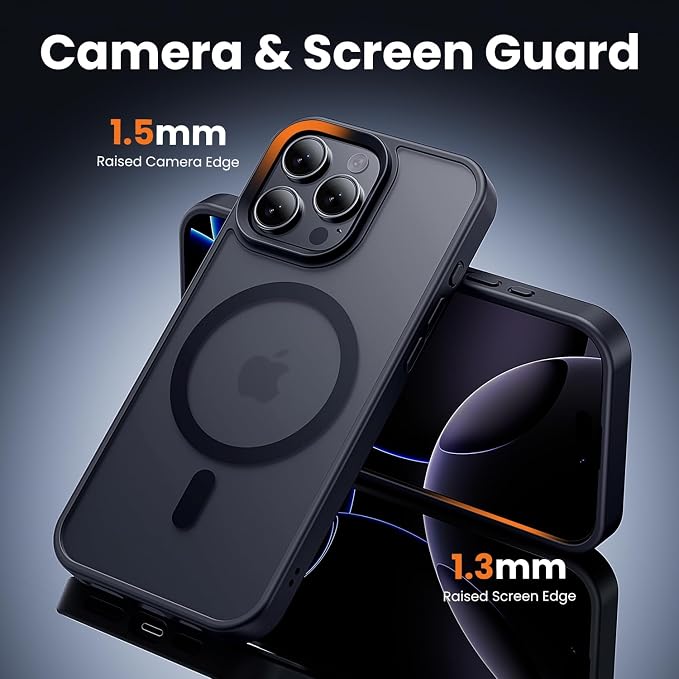 toushion Phone Case for iPhone 16 pro max Matte Black | 3 in 1,