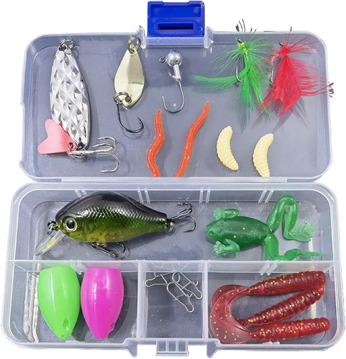 Fishing Lures Tackle Kit by [Brand Name] - Freshwater Bait Set with Crankbaits, Jigs & More for Bass, Trout, Salmon