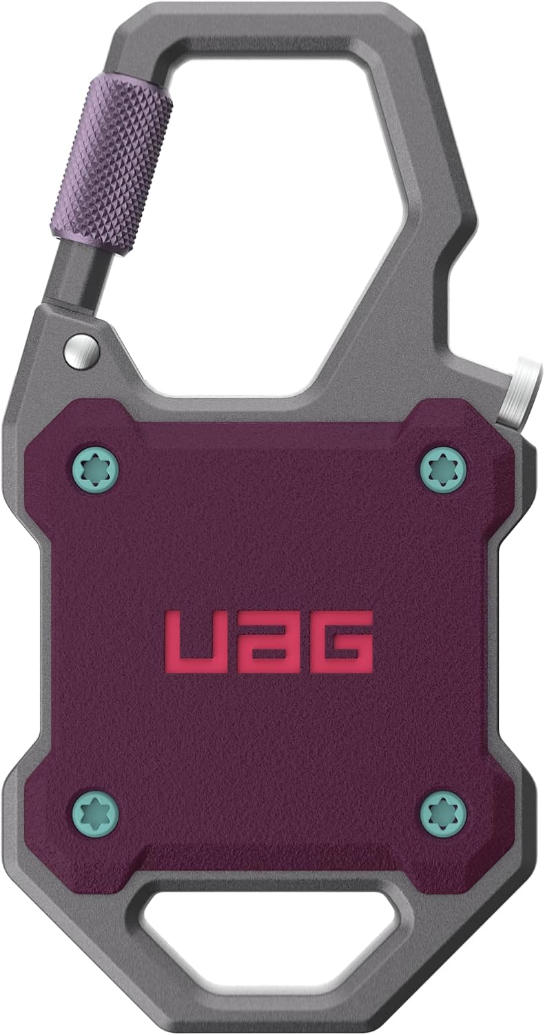 URBAN ARMOR GEAR UAG Designed for AirTag Case with Built-in Bottle Opener Monarch - Hard Shell Lock Case AirTag Holder with Durable Locking Carabiner for Keys, Luggage & Bags, Olive Drab/Silver